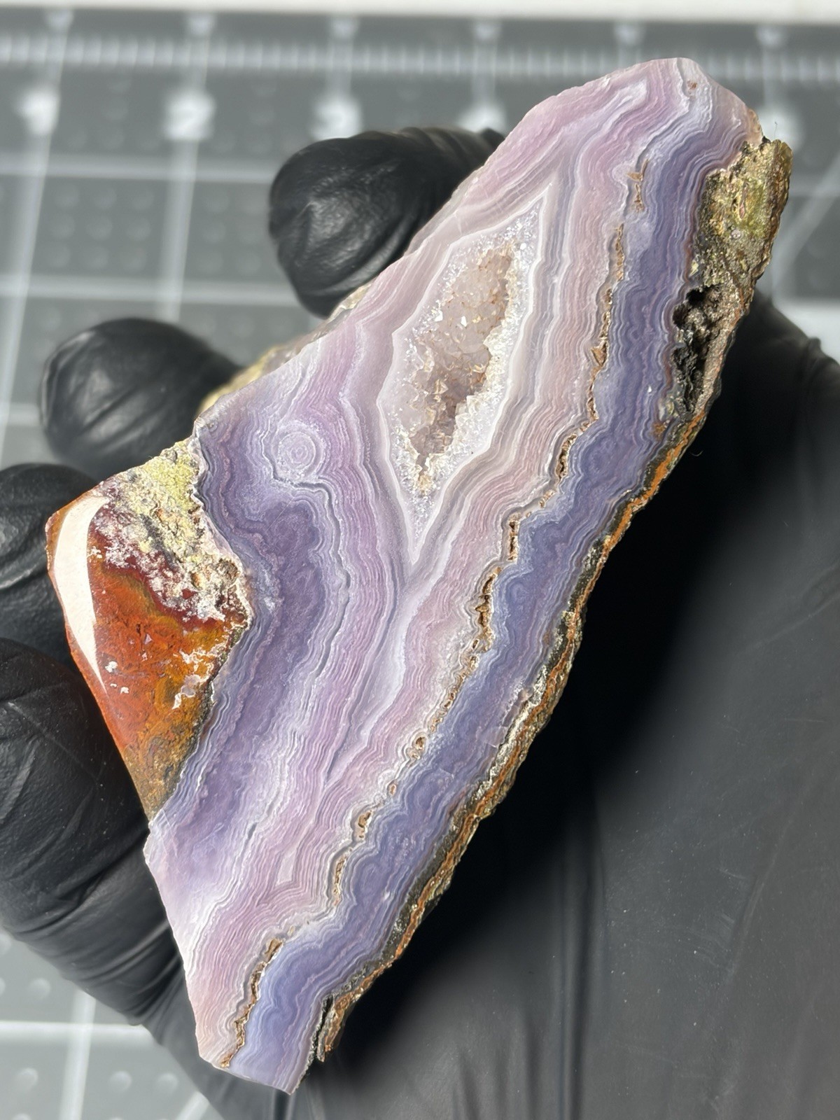Rare Royal Aztec Lace Agate Mexico Old Stock Face Polished AAA Quality Purple