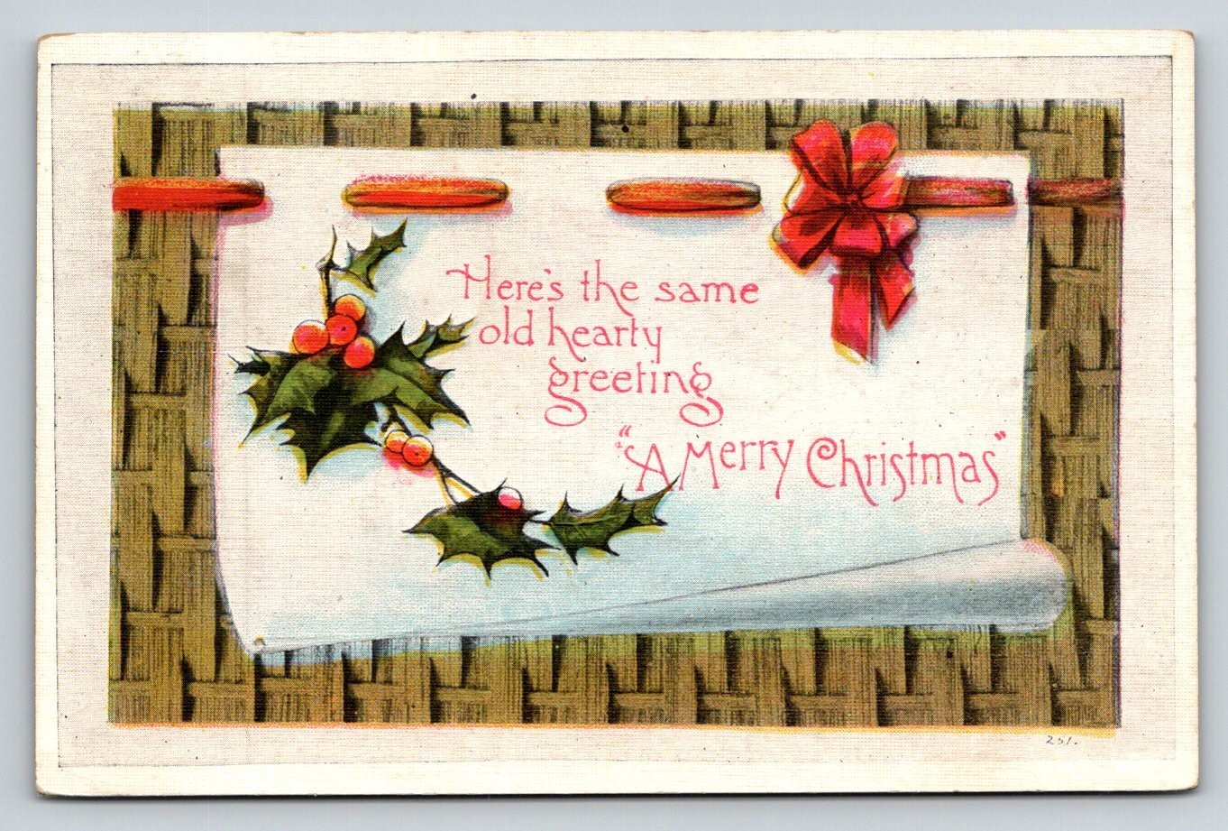1921 Bristol VT Postcard Holly Berries Merry Christmas Scroll Greeting 1921 Bristol VT Postcard Holly Berries Merry Christmas Scroll Greeting