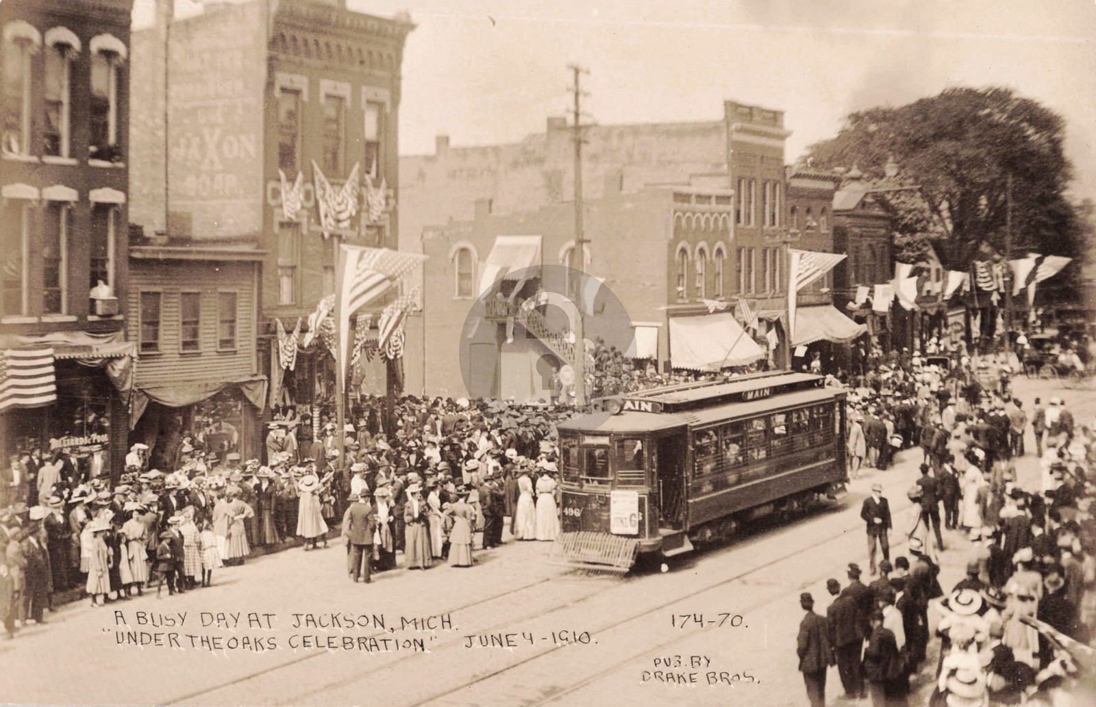 Street View A Busy Day At Jackson MI Michigan 1910 RPPC Photo Postcard COPY