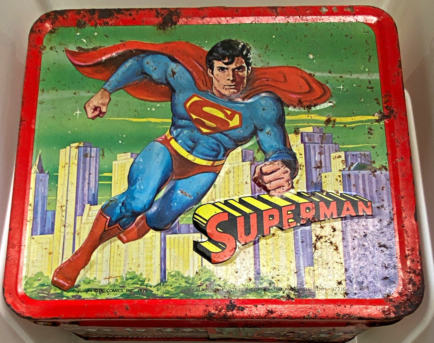 Aladdin Superman Metal Lunchbox Pre-1970 Time Period Manufactured Vintage