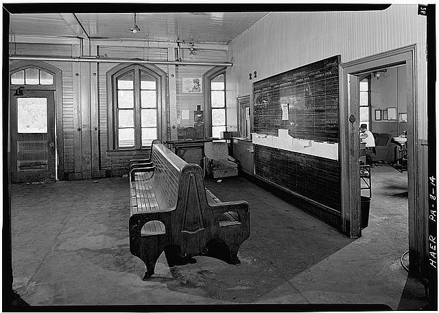Photo:Erie PA 1900s Waiting Room First Floor Interior Bench Ticket Window