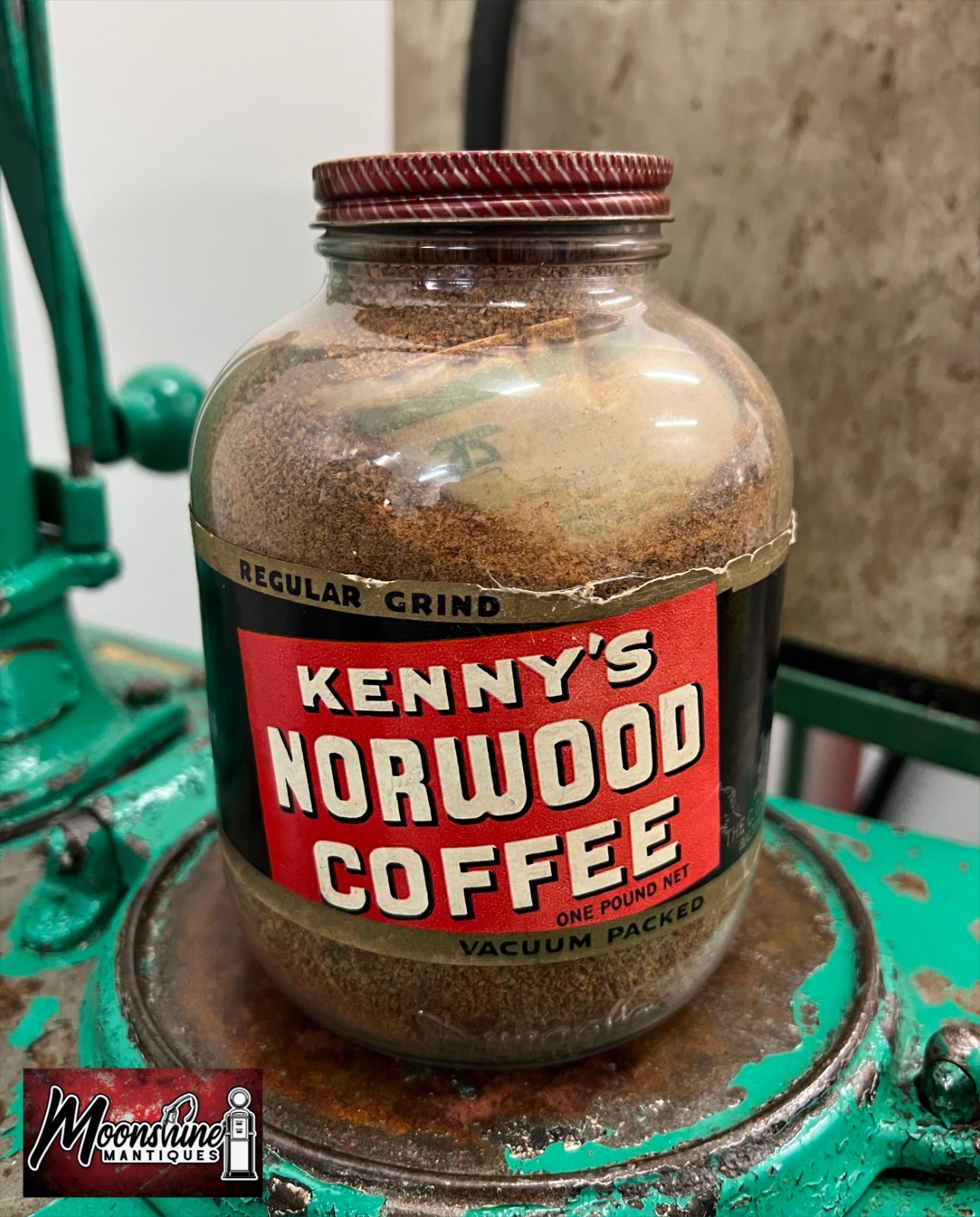 Vtg. KENNY'S NORWOOD COFFEE Jar - Unopened / Full