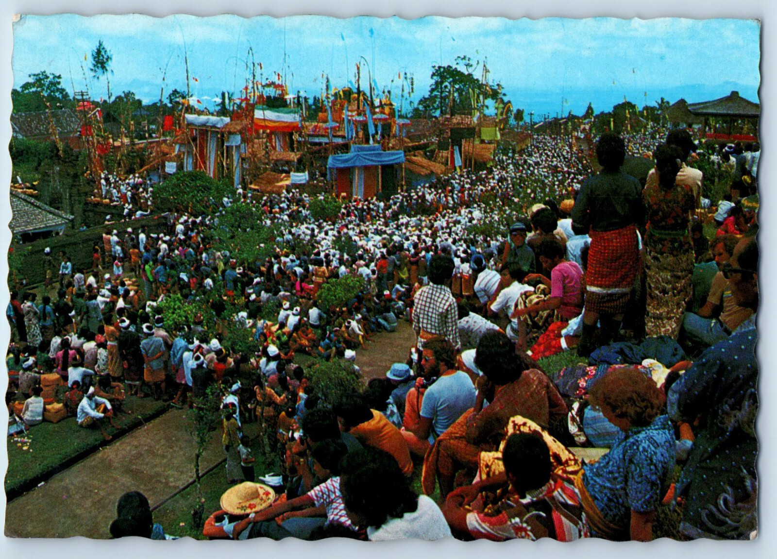 Bali Indonesia Postcard Grand Ceremony of Eka Dasa Rudra Besakih Temple c1960\'s