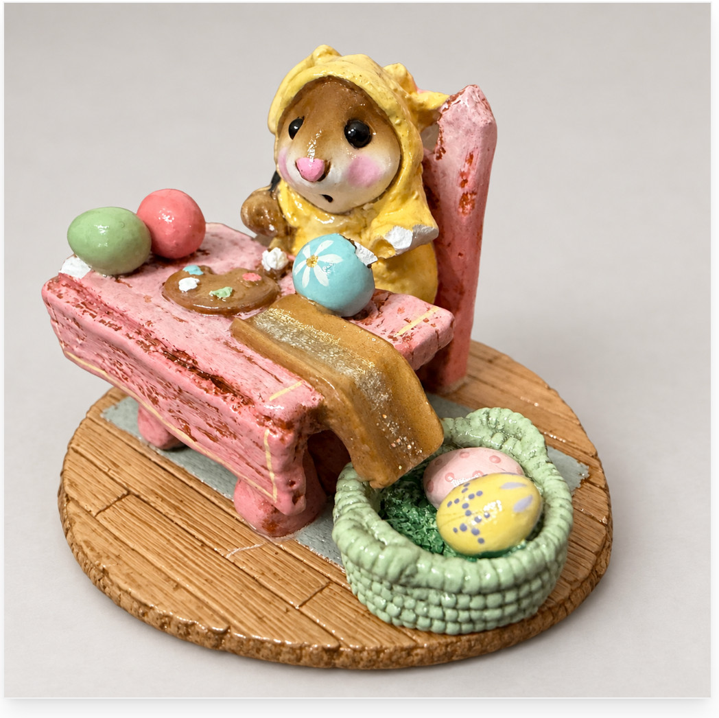 Wee Forest Folk M-175 Mousie’s Egg Factory Easter Mouse Yellow Bunny Please Read