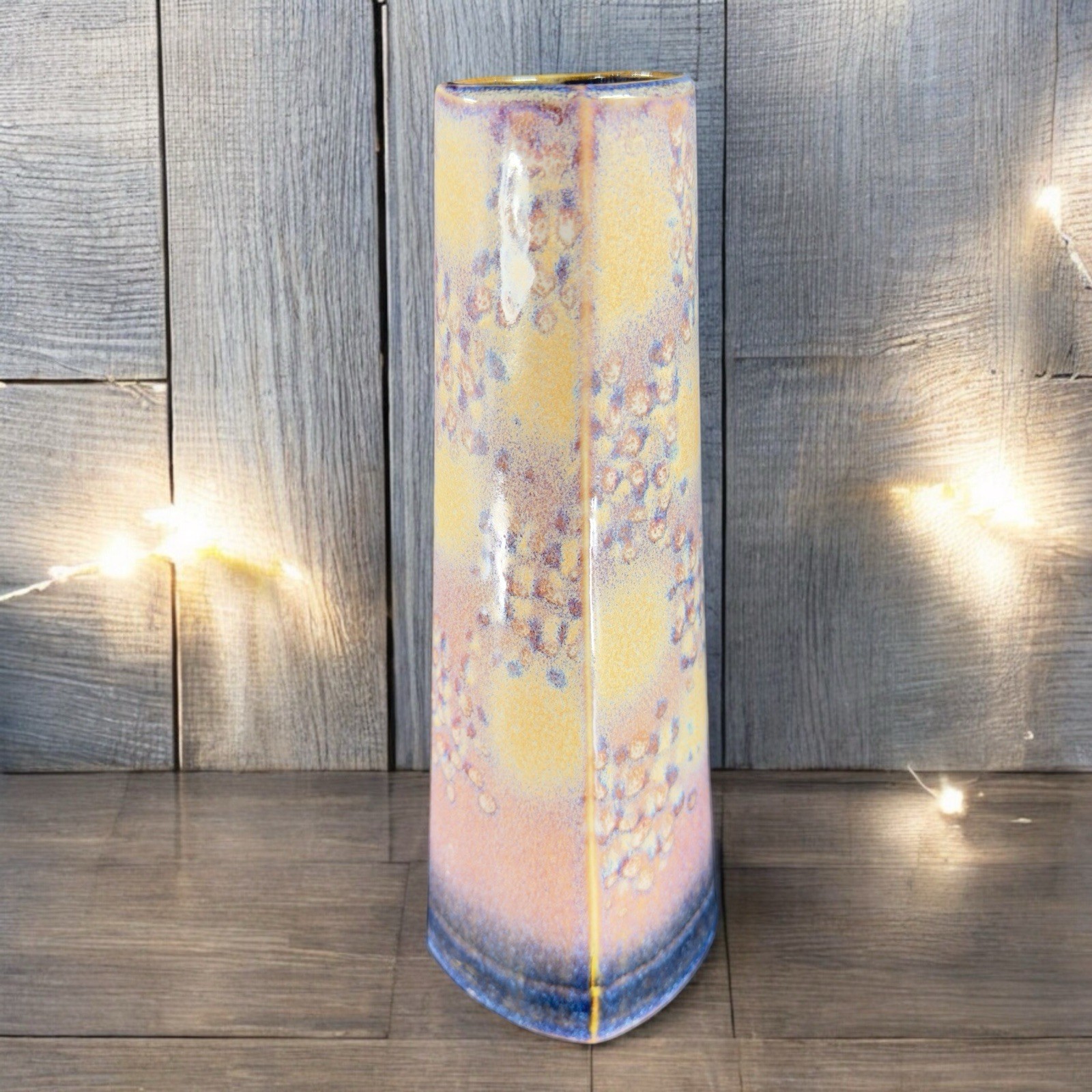 Vintage Faceted Tall Studio Art Pottery Vase Vessel Artist Signed Brook Pottery