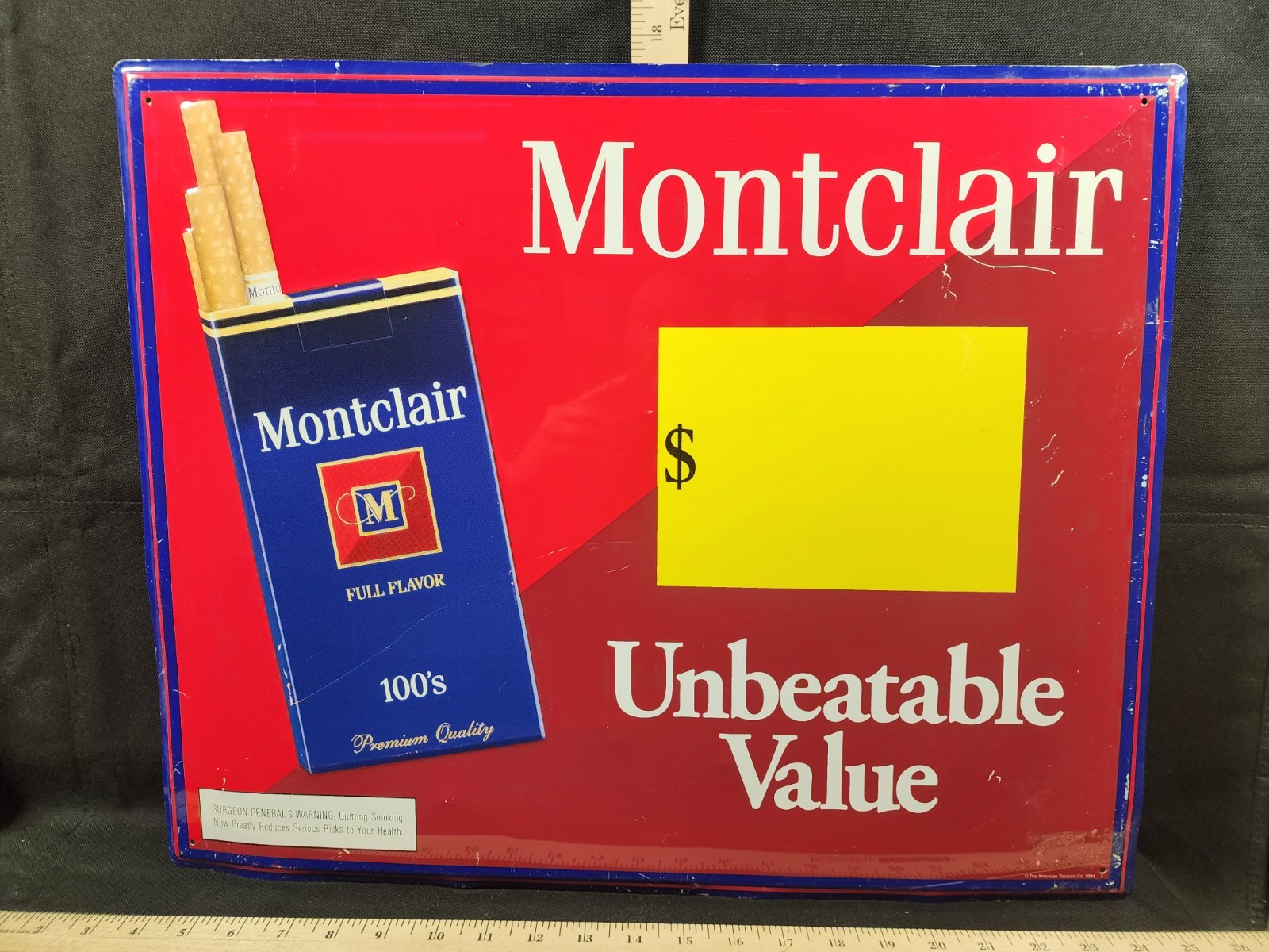 Vintage 1994 Montclair Cigarette Sign Store Retail Advertising OGPadsOnBack #1