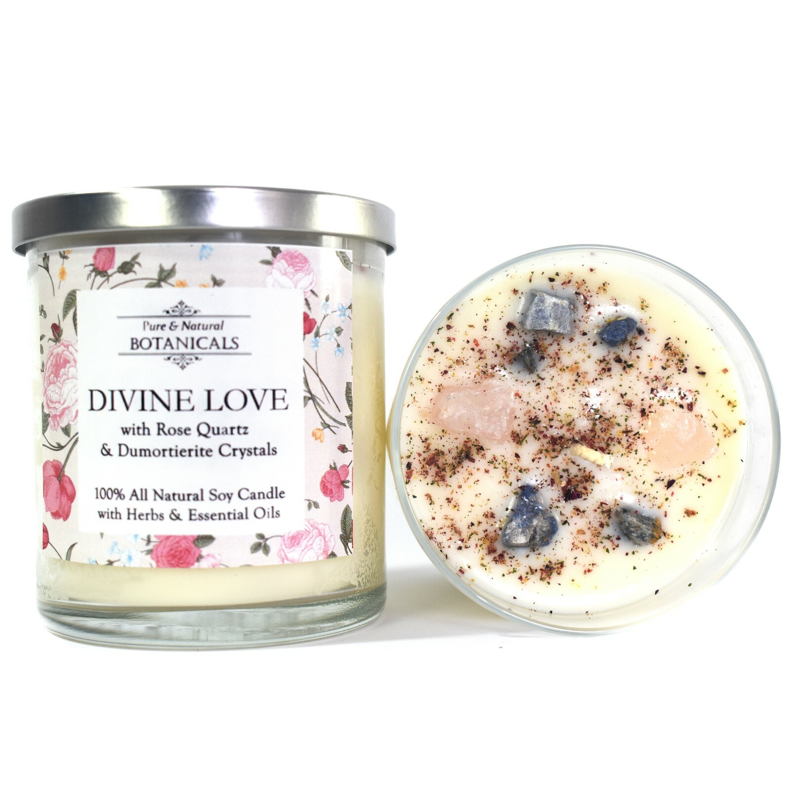 Divine Love Soy Candle 100% Natural Crystal Hope Trust Faith Grace Wiccan Pagan 