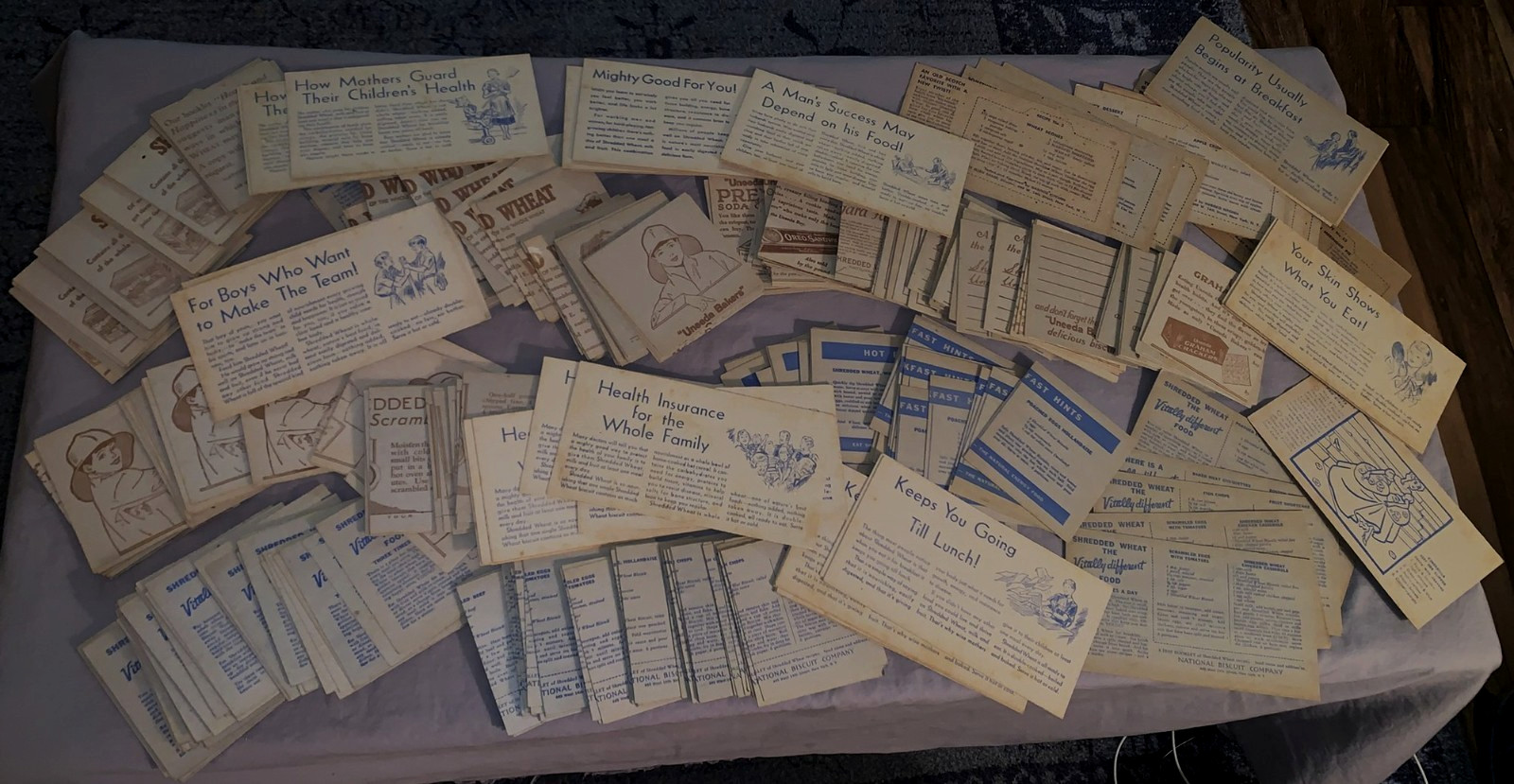 Huge Lot  Vintage  Nabisco  Shredded Wheat  Advertising Cards  Recipes  Hints...