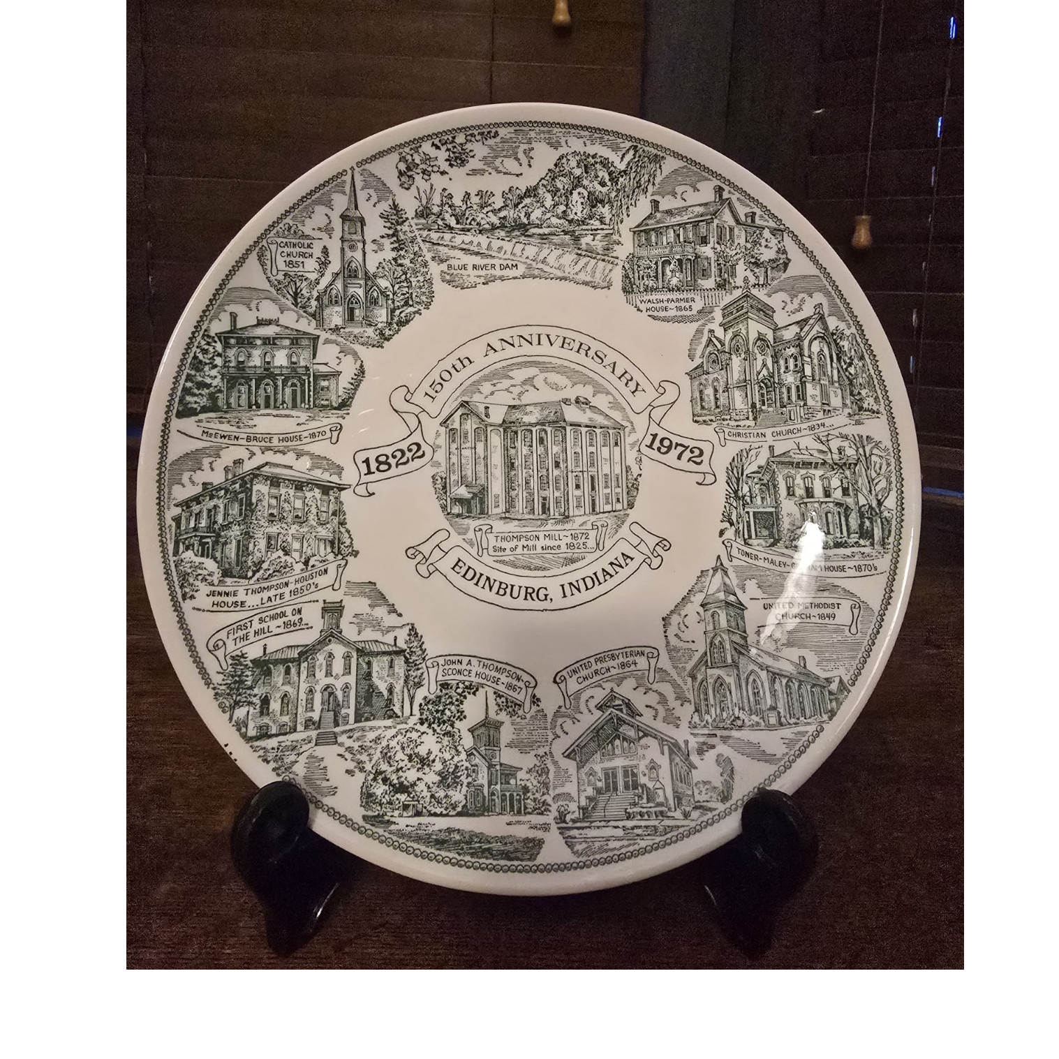 Indiana 150th Anniversary 1822-1972 Commemorative Souvenir Plate