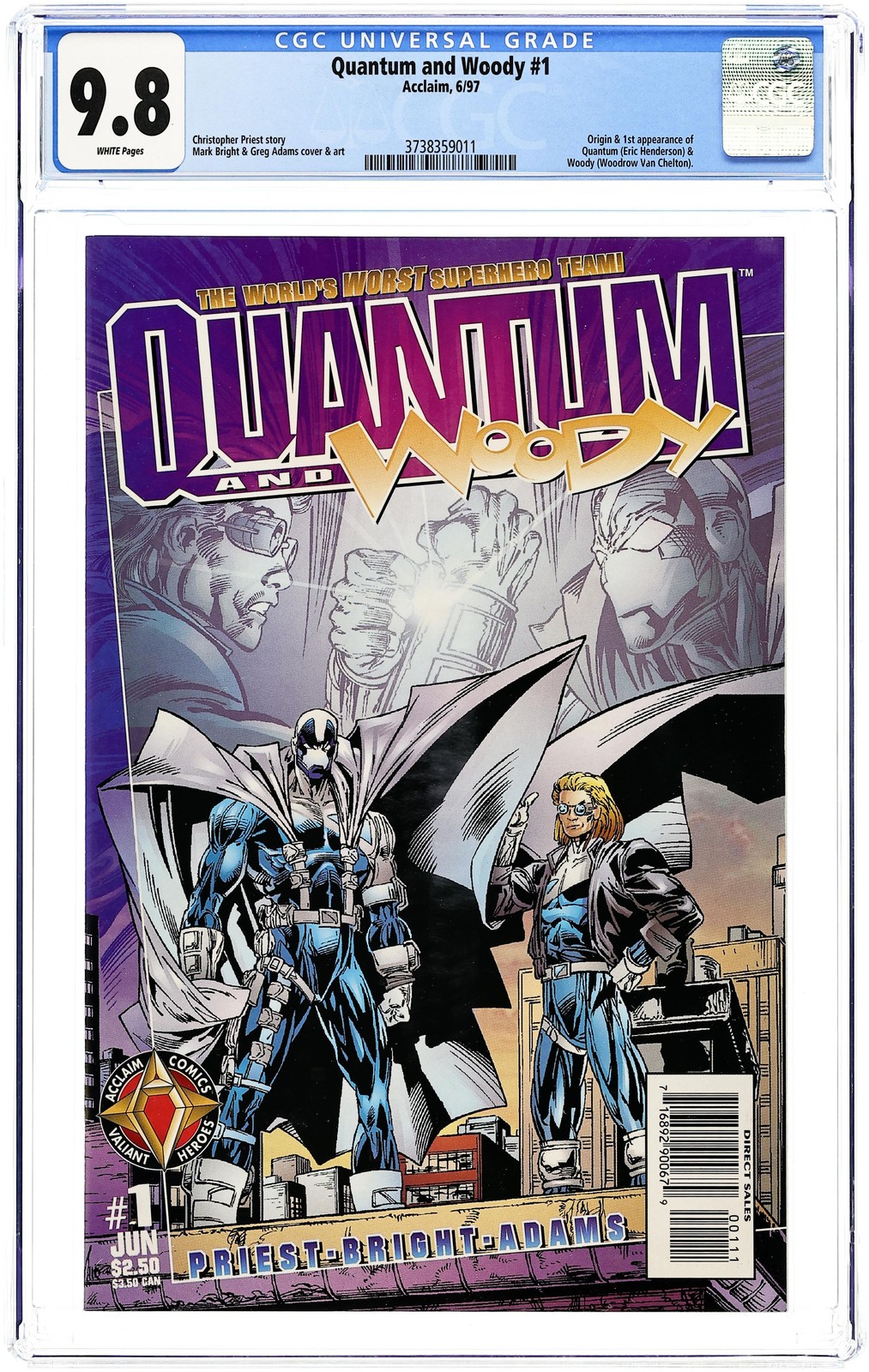 Quantum and Woody 1A Bright CGC 9.8 1997 3738359011