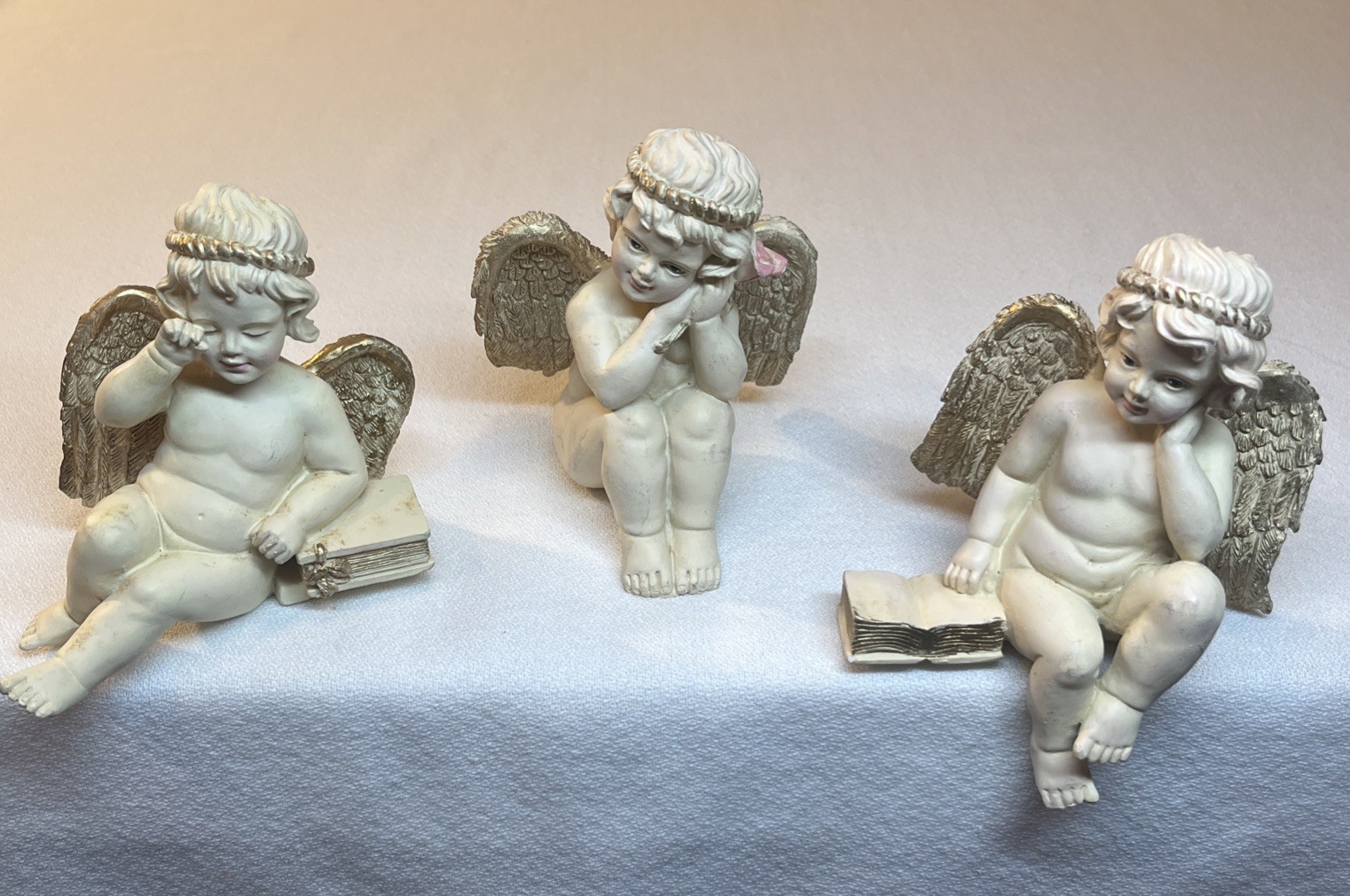 Vintage Cherub Angel Figurine Set Of 3 Love & Friendship Handcrafted Christmas Vintage Cherub Angel Figurine Set Of 3 Love & Friendship Handcrafted Christmas