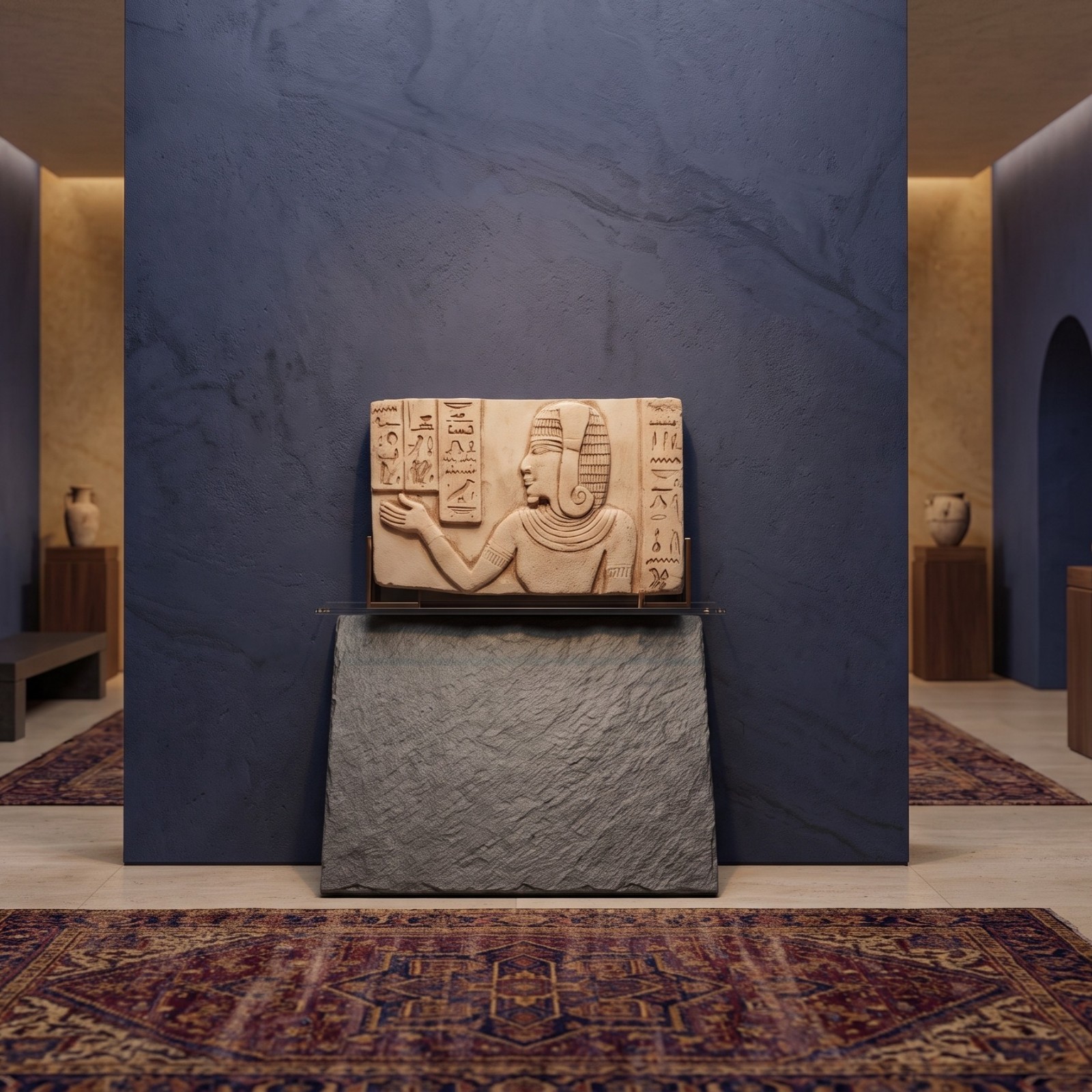 Cleopatra relief carved limestone portrait of the legendary queen, Historic reli