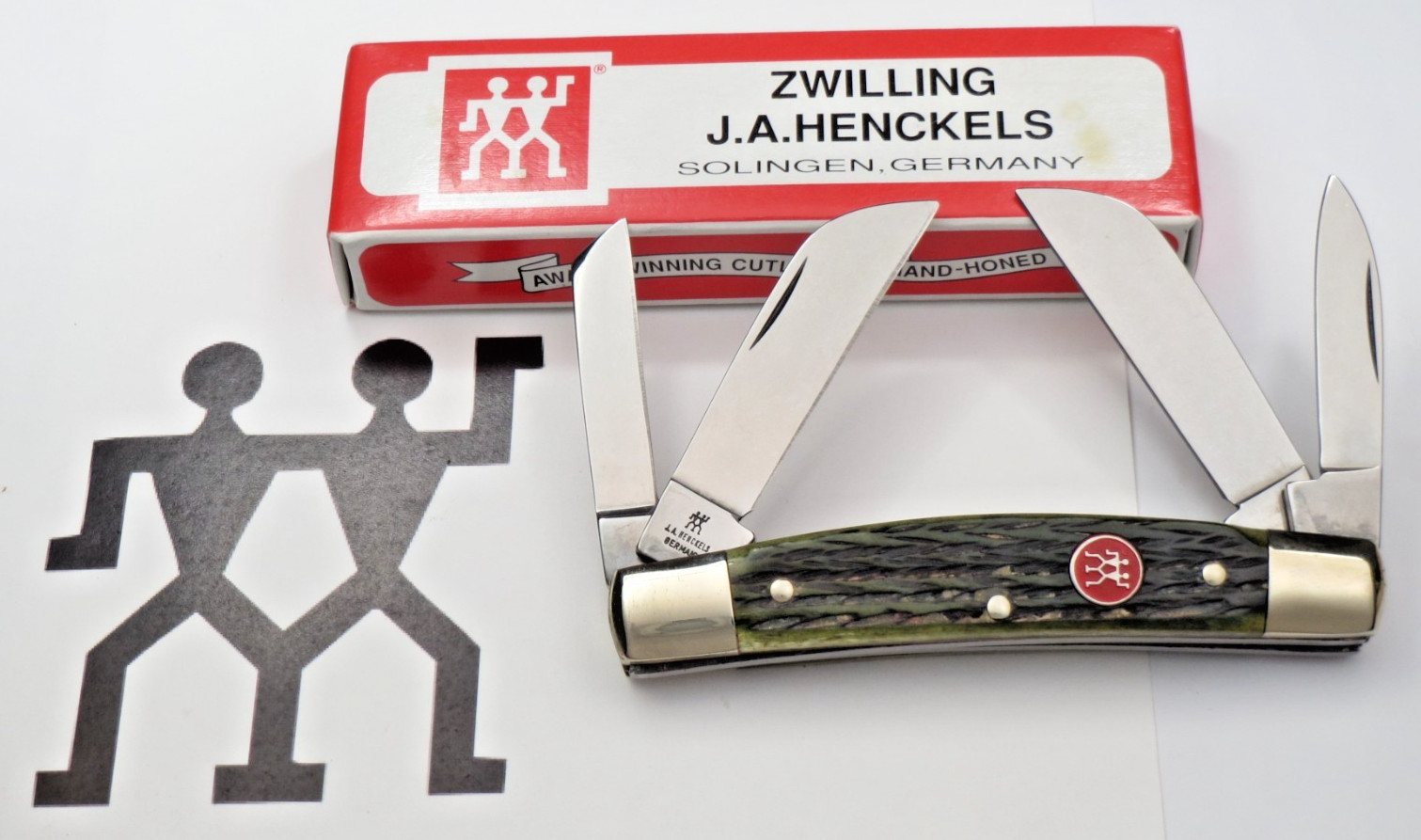 JA HENCKELS GERMANY Medium Congress  Knife - Jigged Green Bone Handles - Mint