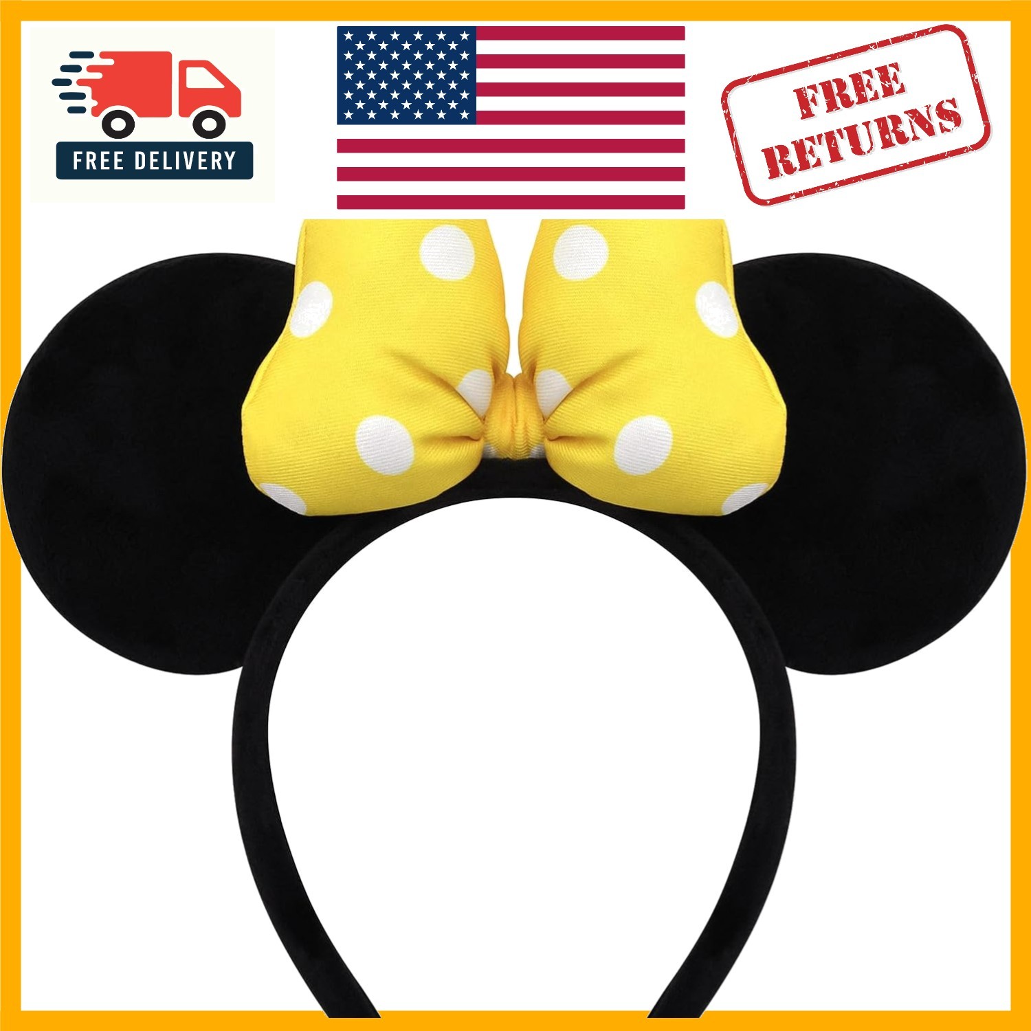 Charming Handmade Mouse Ears Headband with Polka Dots - Gift for Disney Lovers