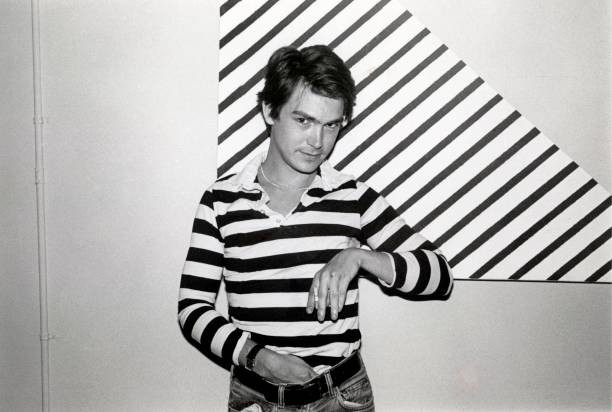 American artist Duncan Hannah dressed in a striped polo shirt as h- Old Photo