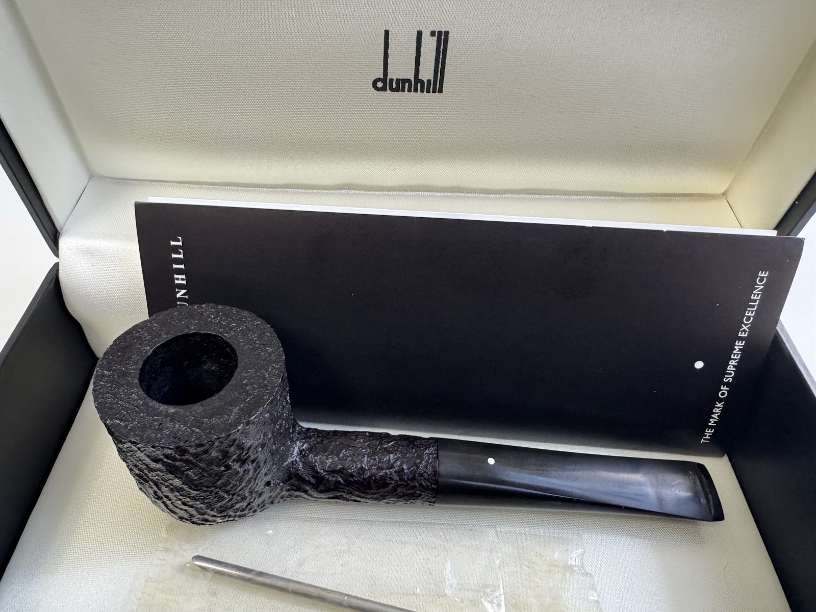 dunhill london 1999 white dot 5106 cumberland shell briar pipe with box & paper