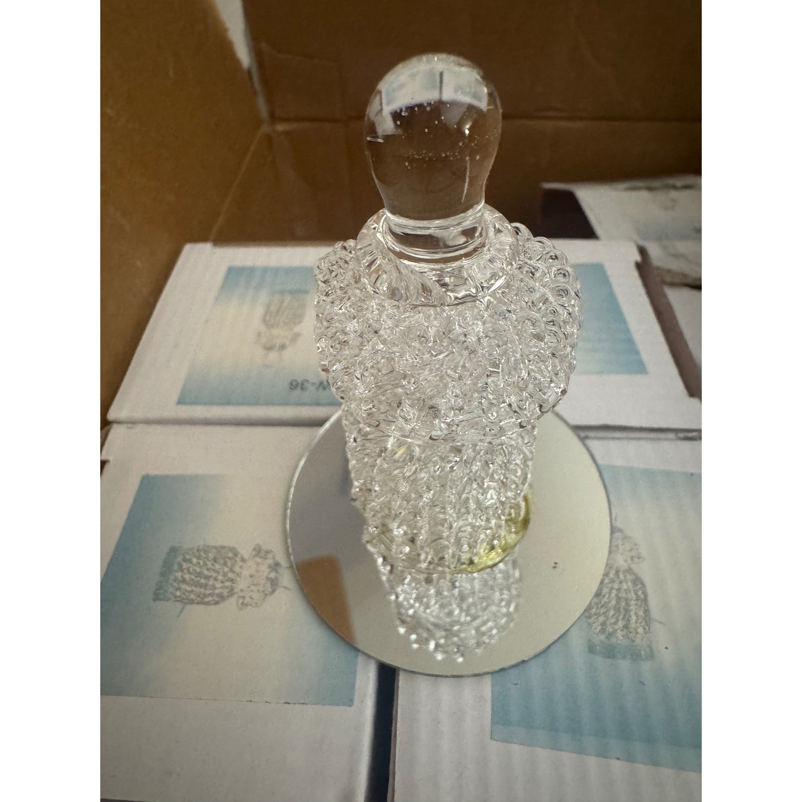 11 Vintage Style Hand Blown Spun Glass Baby Bottle w/ Mirror Base Party Favors