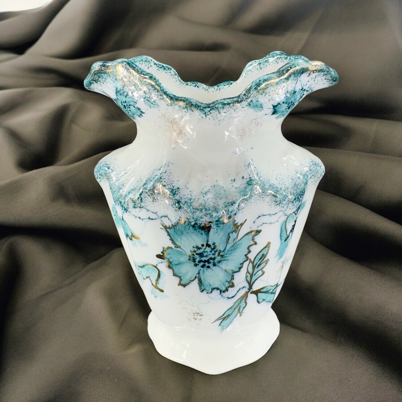 Antique Victorian CWS Vase Vessel Flow Green Floral Gold Gilt Porcelain Marked Antique Victorian CWS Vase Vessel Flow Green Floral Gold Gilt Porcelain Marked