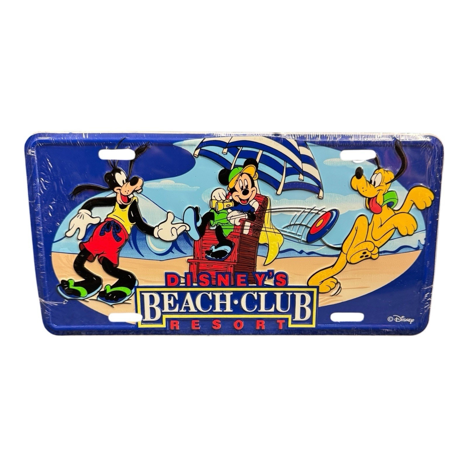 Disney’s Beach Club Resort Mickey Goofy Pluto Metal License Plate