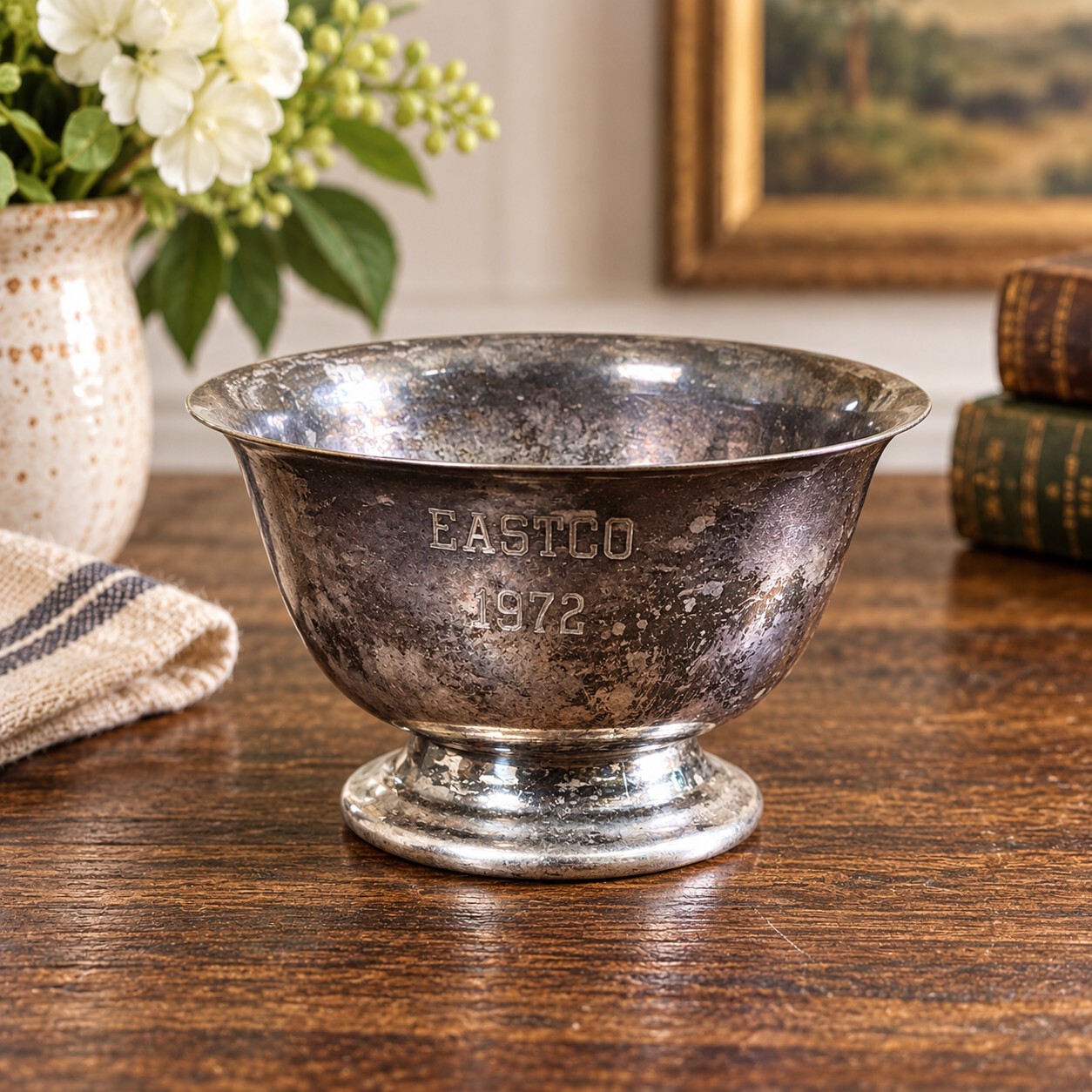 1972 FB Rogers Paul Revere Silver Co Silverplate Pedestal Bowl Trophy Dish 3.75\ 1972 FB Rogers Paul Revere Silver Co Silverplate Pedestal Bowl Trophy Dish 3.75\