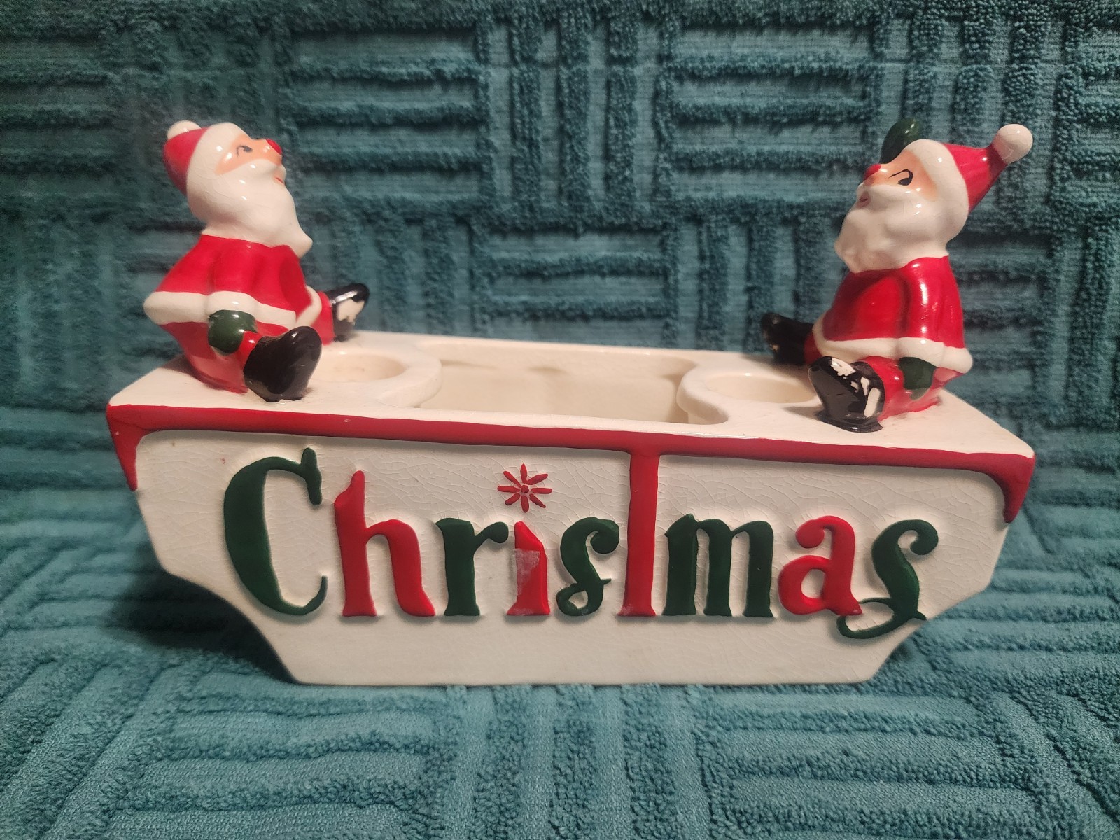 Holt Howard Candle Holder Planter Seesaw Christmas Greetings Santa Japan