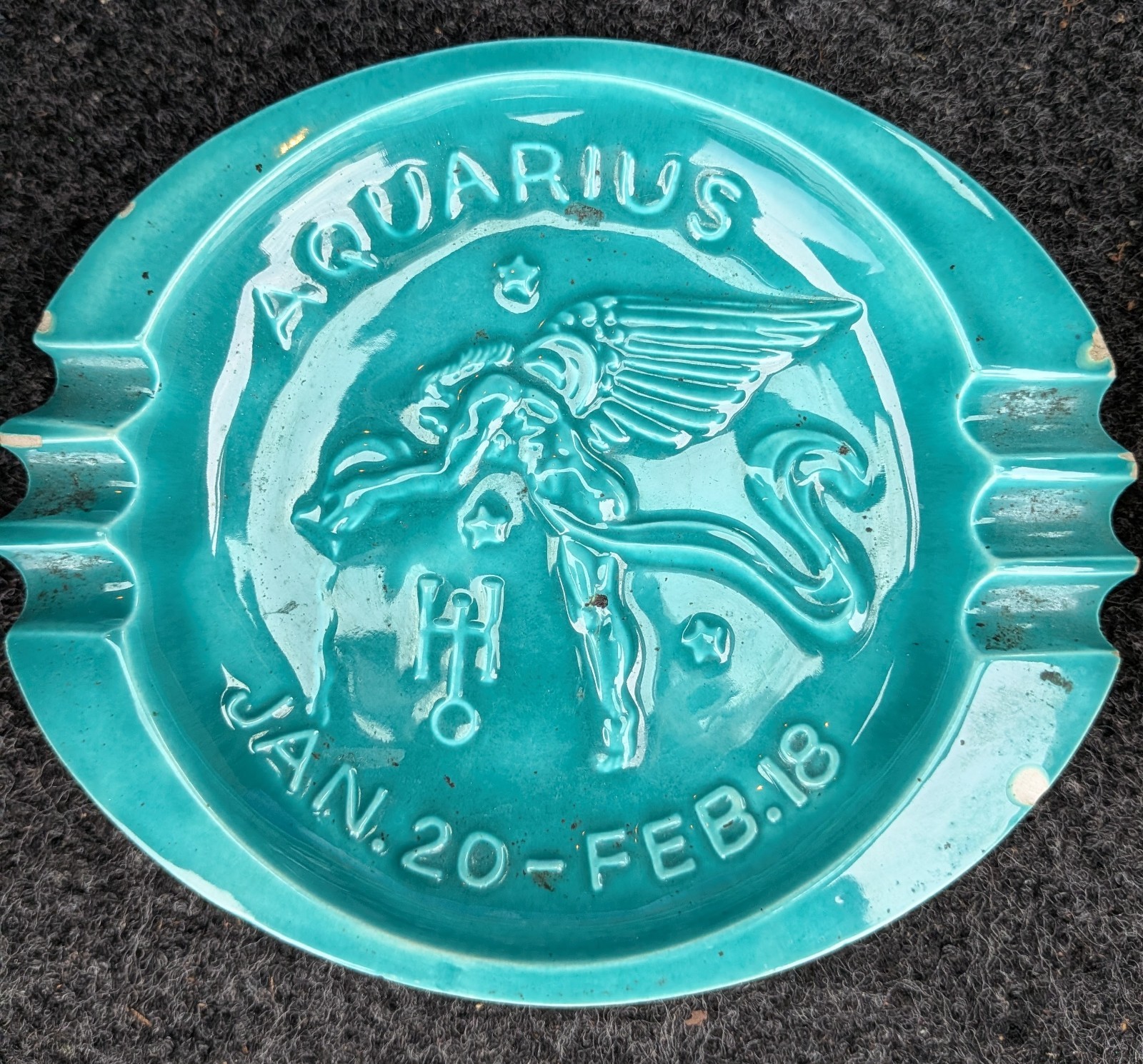 VTG Aquarius Zodiac Handmade Ceramic Ashtray Mar. 21 - Apr. 19 Collectible 1969 VTG Aquarius Zodiac Handmade Ceramic Ashtray Mar. 21 - Apr. 19 Collectible 1969