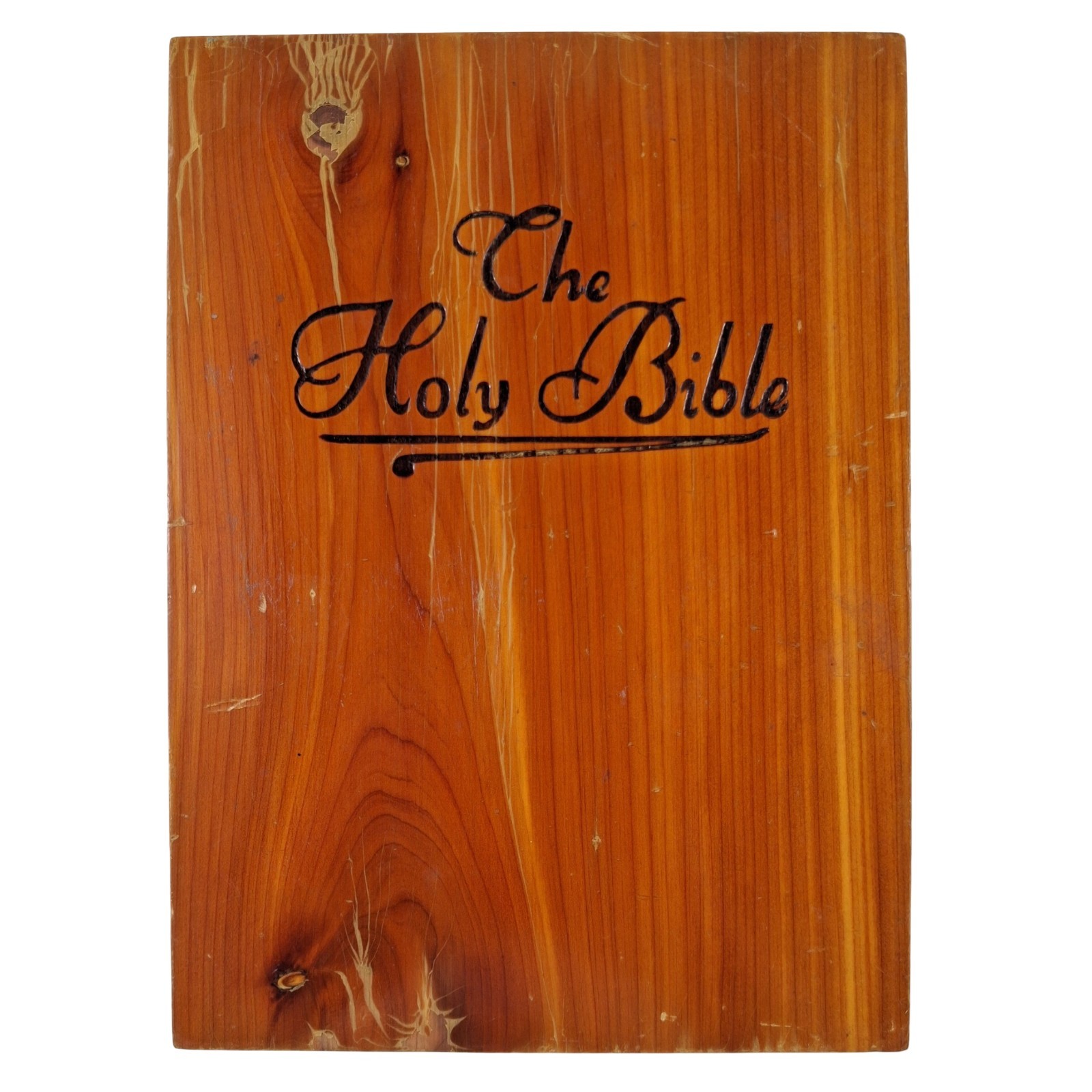 Vintage Cedar Wooden Holy Bible Box Storage Case Keepsake Hinged Union Made