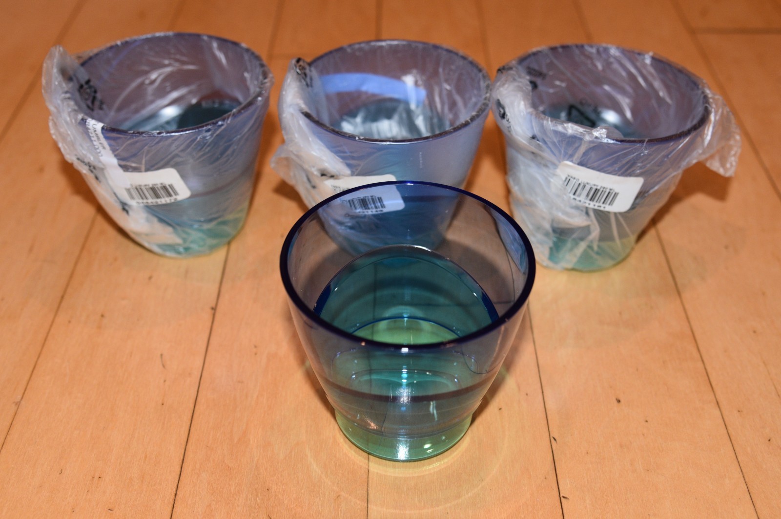 Tupperware Sheerly Elegant Acrylic Small (4) Low Tumblers Purple Blue Green New