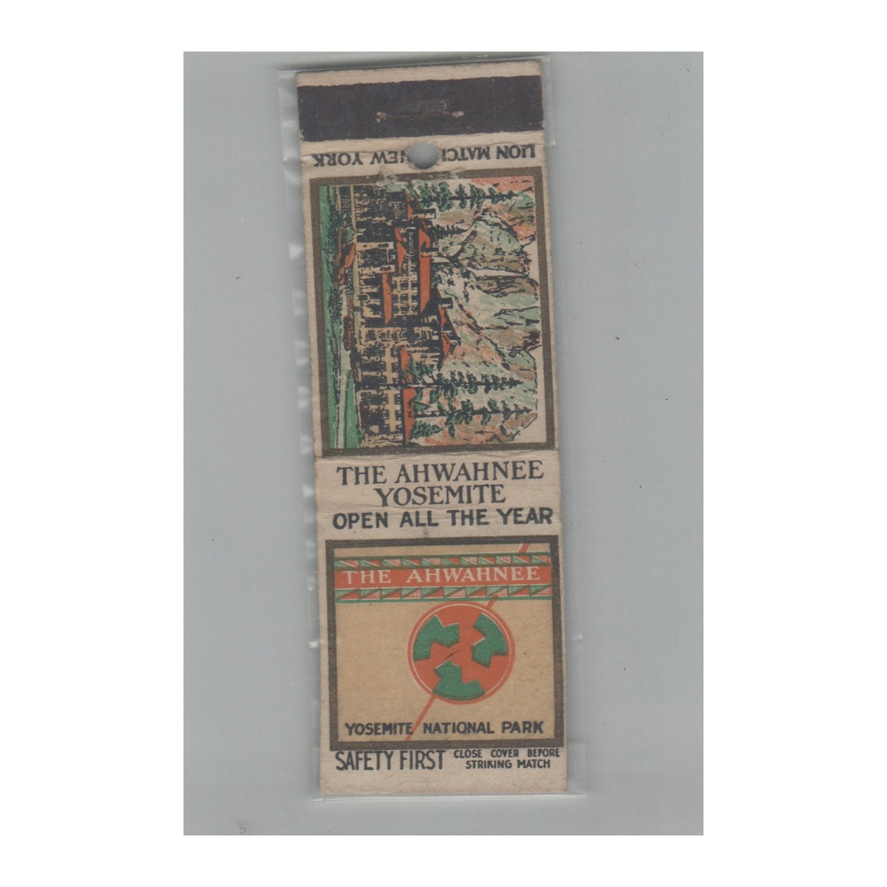Matchbook Cover 1920s Safety First The Ahwahnee Yosemite National Park