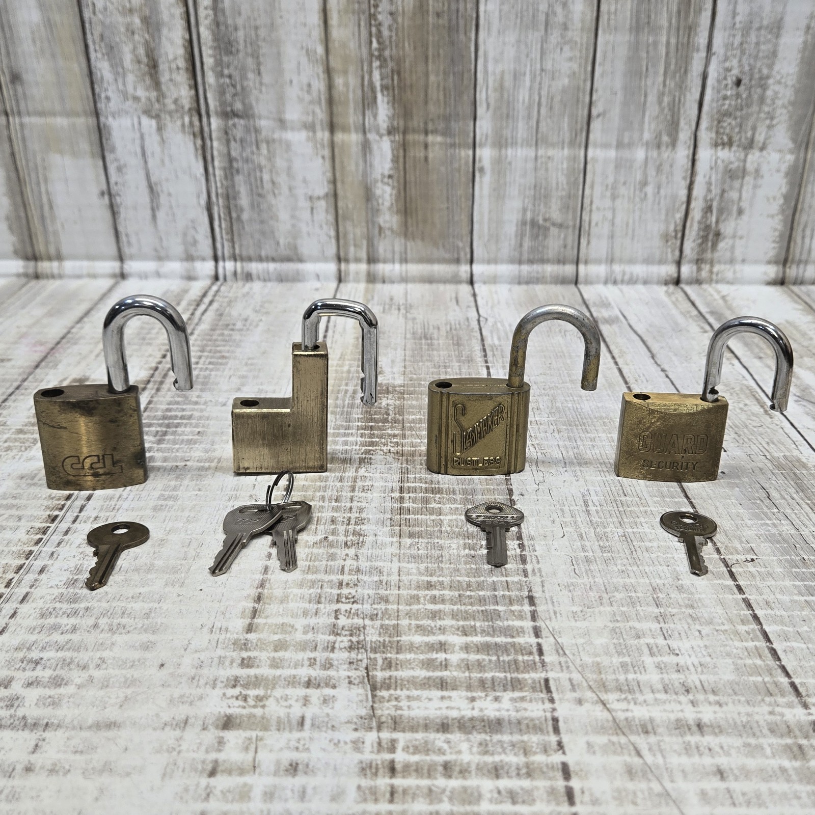 Lot of 4 VTG Padlocks With Keys - Slaymaker, CCL, Guard Security 