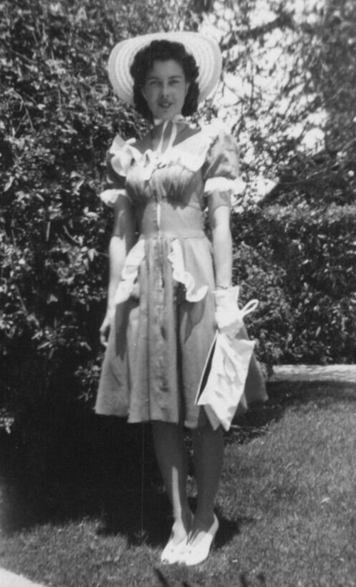 4O Photograph Beautiful Woman Dressed Up Fancy Outfit Granny Core 1941 Lovely