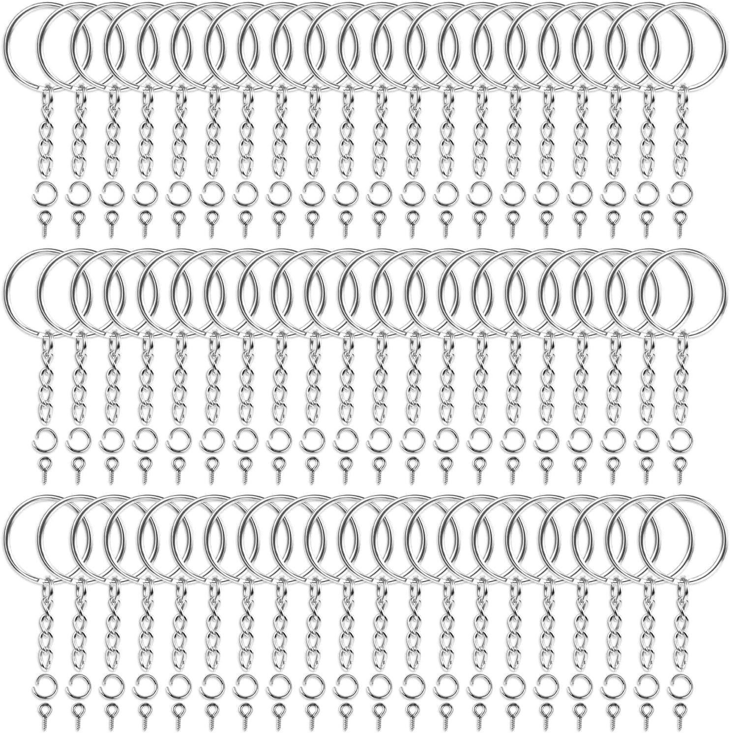 360Pcs Keychain Hardware Set Bulk Rings Chains Jump Rings Screw Eye Pins DIY