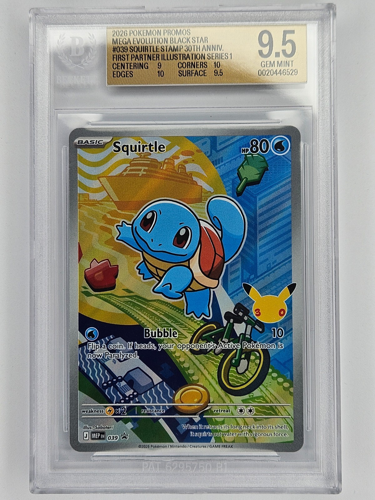 2026 Pokemon First Partner Illustration Series 1 MEP 039 Squirtle Promo BGS 9.5