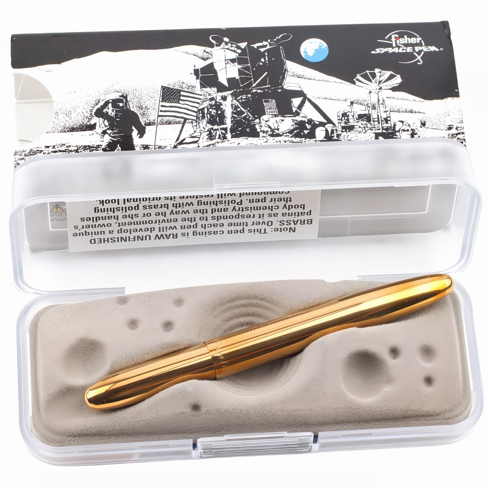 Fisher Bullet Space Pen Brass Construction PR4 Black Ink Medium Point 845006