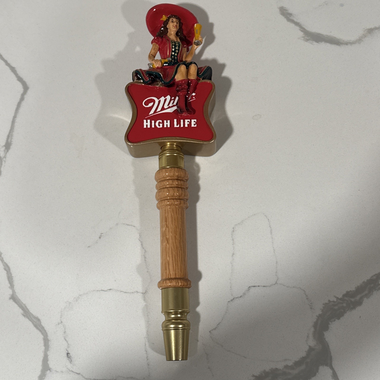 Miller High Life Beer Tap Handle/Knob Girl Lady in Red Breweriana