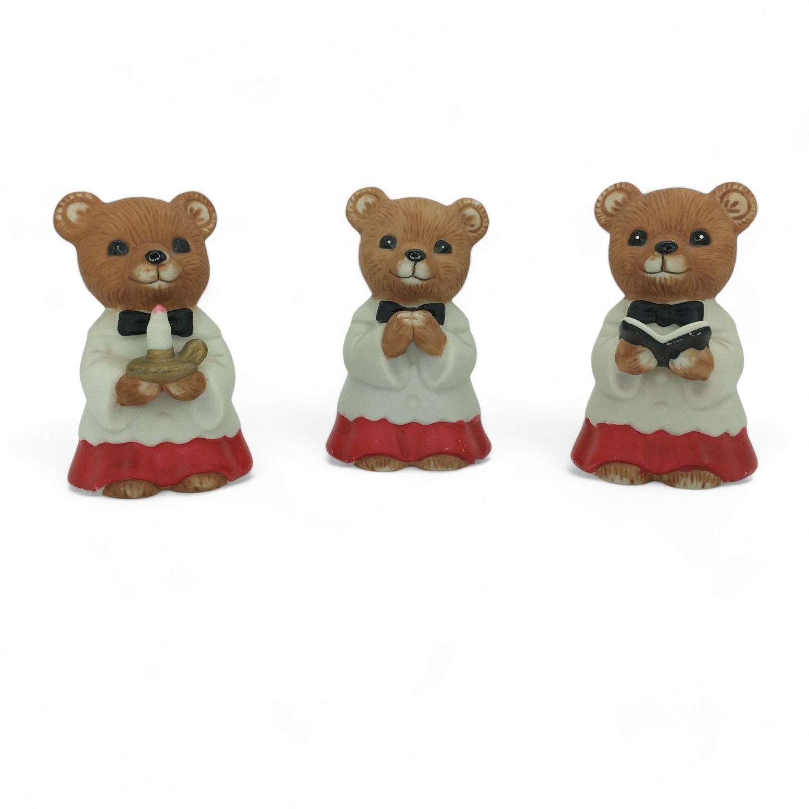 Vintage HOMCO #5100 Teddy Bear Choir Figurines Set of 3 Christmas Carolers