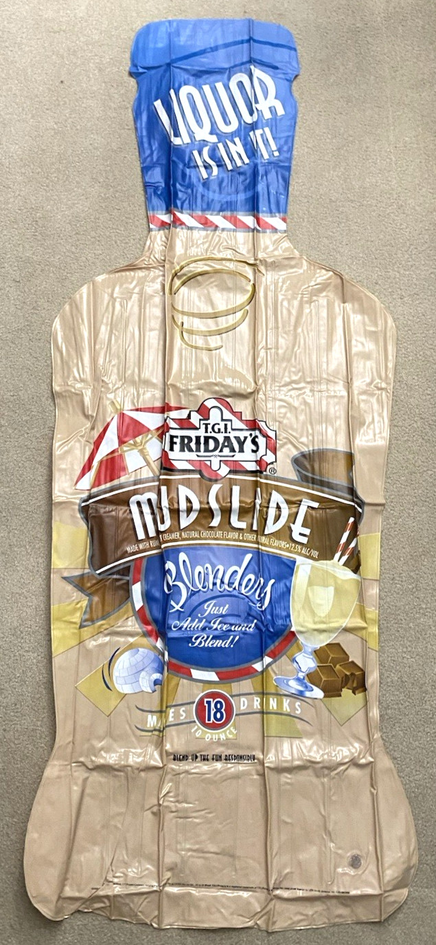 Vintage T.G.I. Fridays Mudslide Blenders Vinyl Bottle Shaped Inflatable 69\