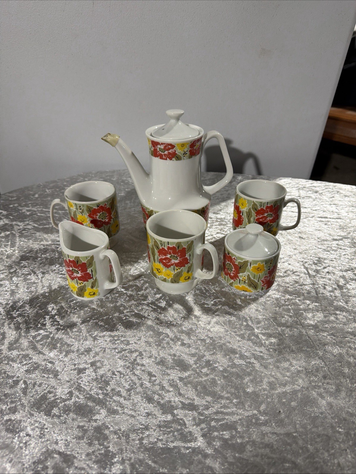Vintage Gobel–style Floral Coffee/Tea Set “Quality Imports Japan” 6-pc