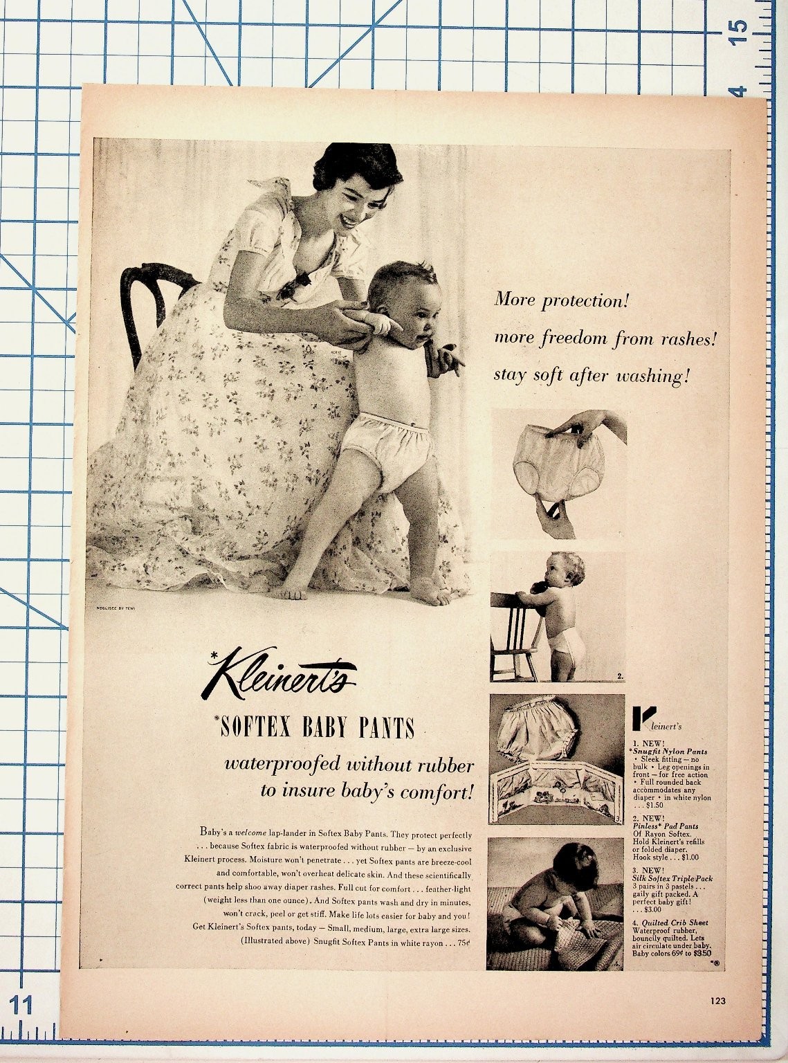 Vintage 1950s Kleinert\'s Softex Baby Pants Magazine Print Ad Ephemera