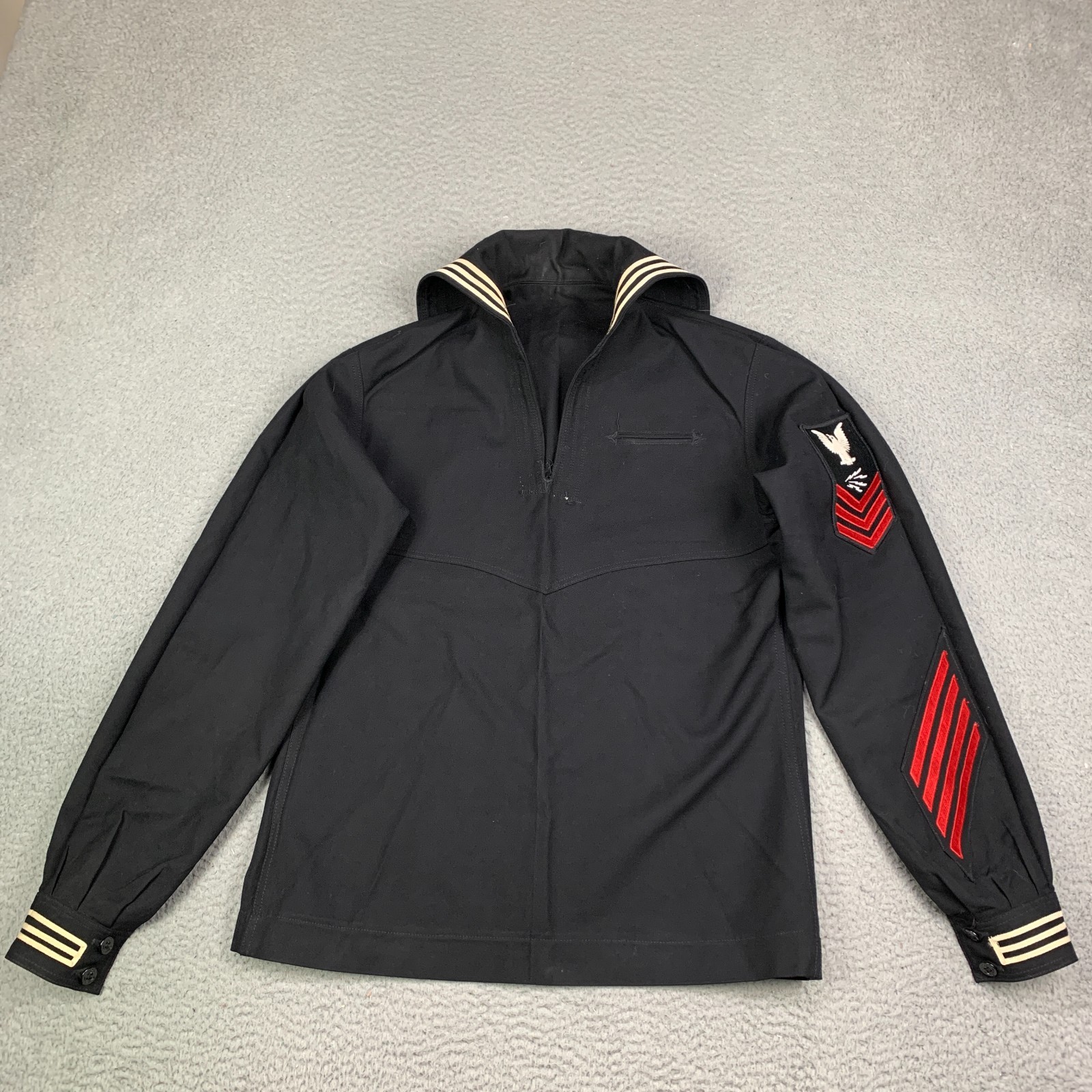 Vintage Cracker Jack Top Mens 42L US Navy Wool Sailor Radioman 1st Class