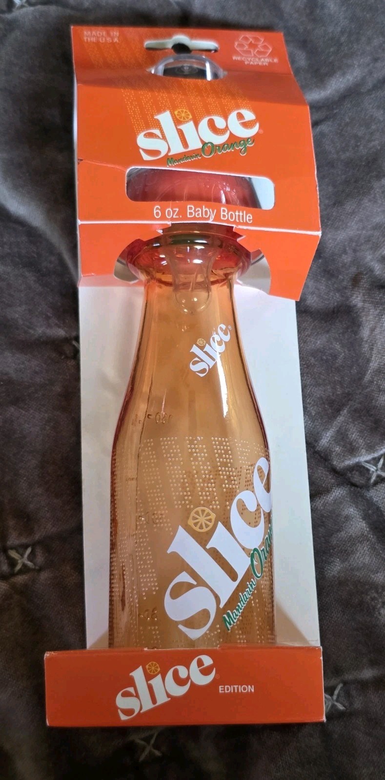 Munchkin Slice Mandarin Orange 6oz Baby Bottle Vintage 1993 NOS