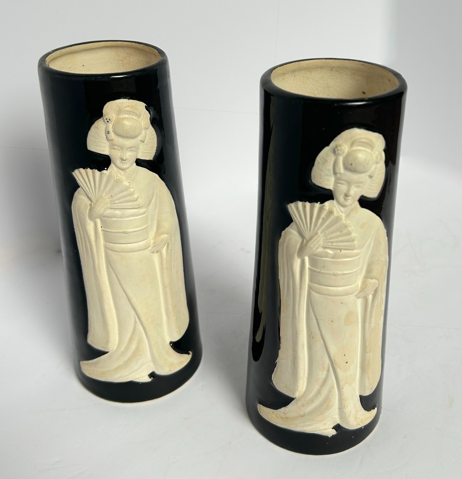 Vintage Otagiri OMC Hawaiian Cottage Geisha Girl Tiki Mugs Pair Merchantville NJ