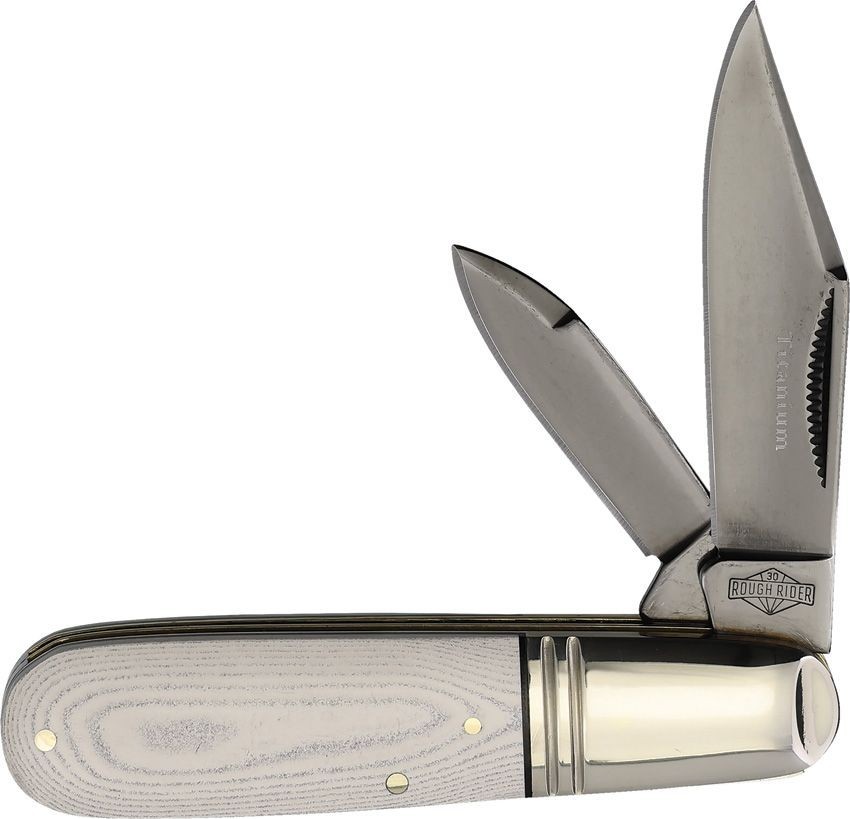 Rough Rider Tuxedo Barlow White Micarta Folding Stainless Pocket Knife RR2669