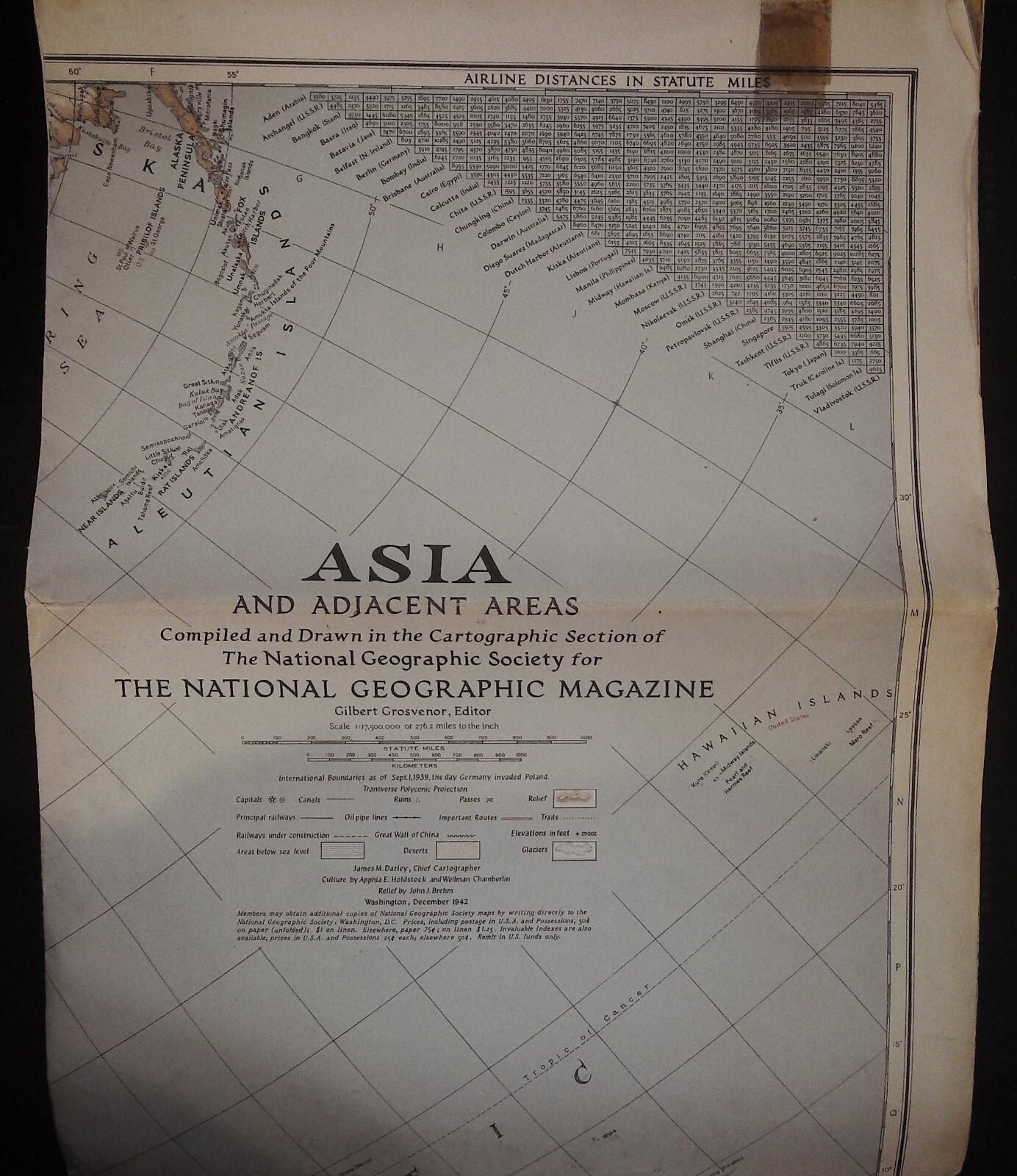 Asia and Adjacent Areas 1942 National Geographic Map