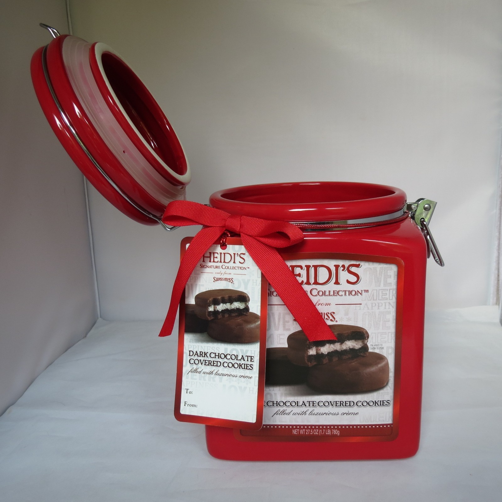 Large Square Ceramic Canister Jar Latch & Seal Red Limited Ed. by Conagra Brands