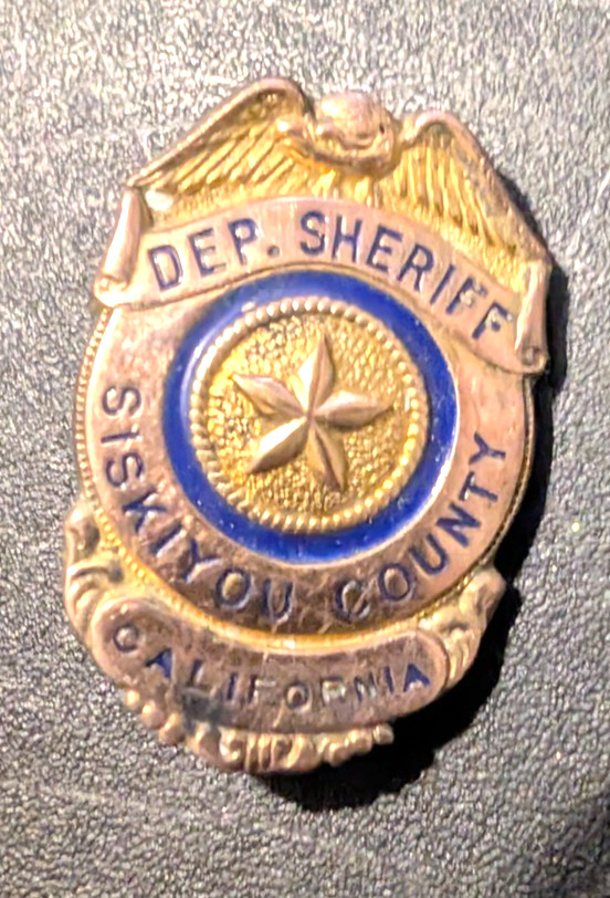 vintage commemorative/small/dep sheriff/siskiyou county,ca/badge/gold tone/1.25 