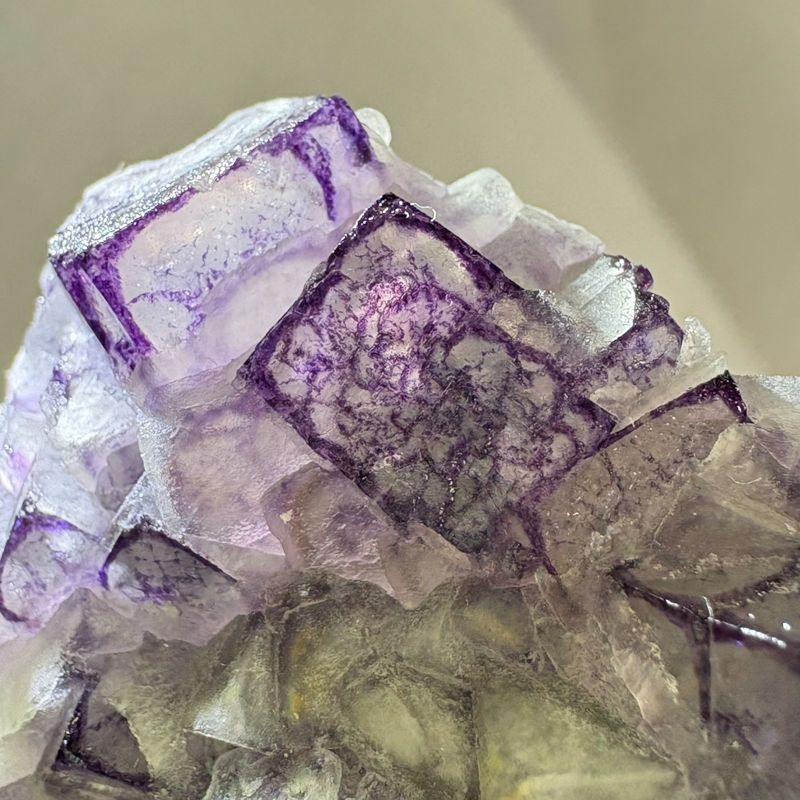 Natural Crystal RQ-CODE Phantom Fluorite Cluster Rare Specimen Raw Mineral Focus