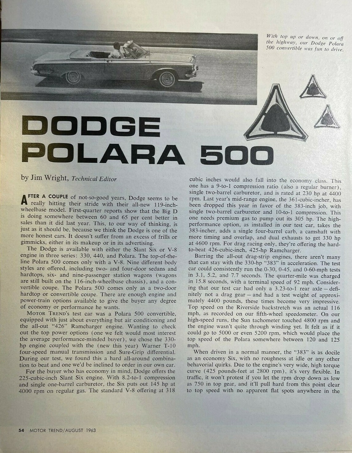 1963 Road Test Dodge Polara 500 illustrated 1963 Road Test Dodge Polara 500 illustrated