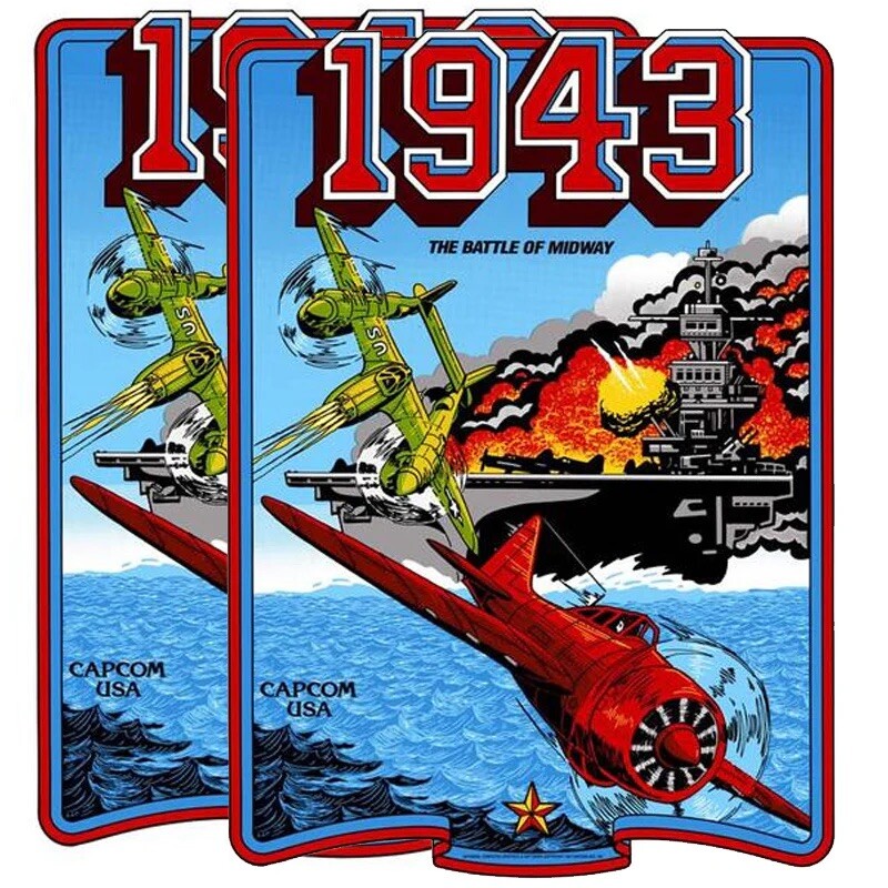 1943 Battle Of Midway Arcade Side Art 2 Piece Set Laminated Cabinet Decal