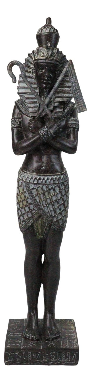 Egyptian Warrior King Pharaoh With Nemes Crook And Flail Standing On Base Statue
